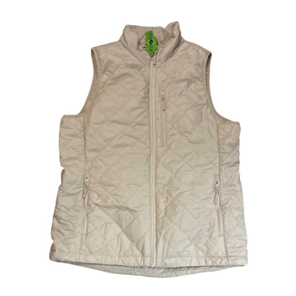 Bench Quilted Vest Off White Womens Lg Repreve Insulation Lightweight Full Zip